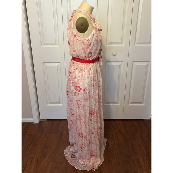 NWT Tibi Miss Priss Dress Womens Size 2 Pink Floral Chiffon Layered Belt $528 - Picture 5 of 9